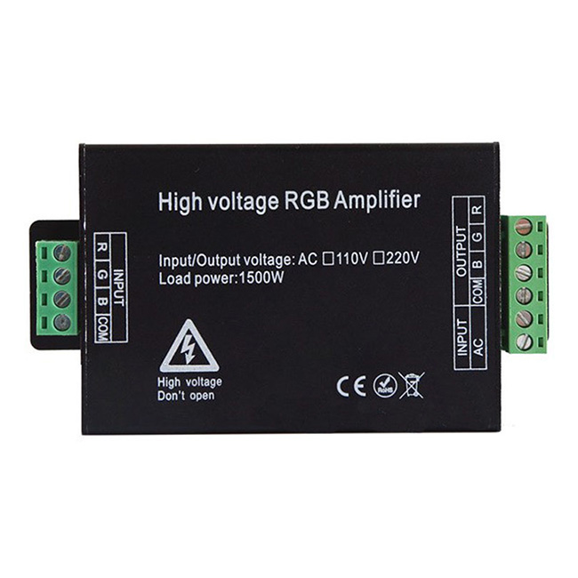 AC110/220V, 1500Watt RGB High Voltage LED Power Singal Repeater Amplifier For AC120V High-voltage LED Strip Lights